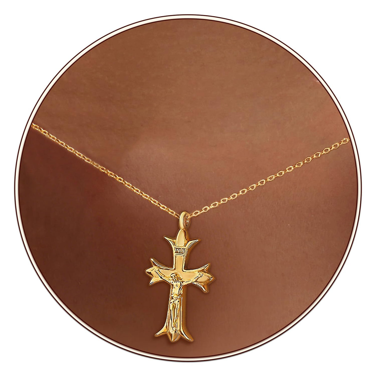 Partm Gold Cross Necklace for Women 14K Plated Dainty Pendant Cross Chain Faith Crucifix Choker Baptism Necklace for Women Trendy Religious Jewelry Hypoallergenic
