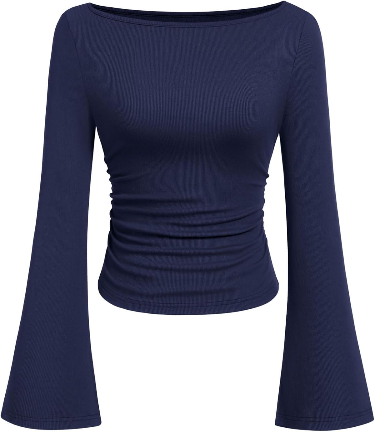 PRETTYGARDEN Womens Bell Long Sleeve Ribbed Knit Tops