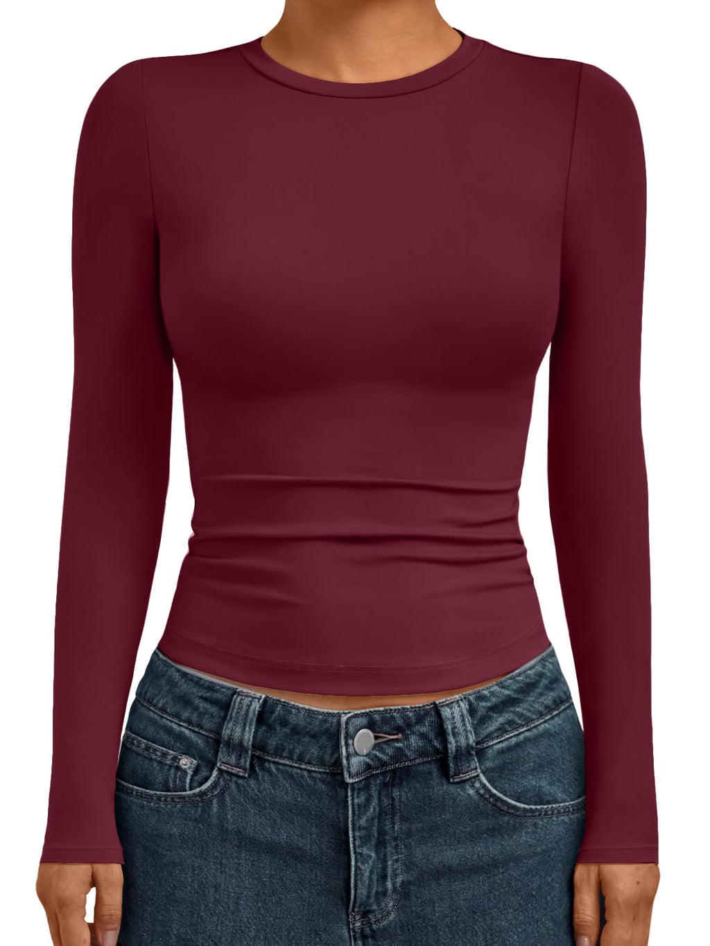 AUTOMET Womens Crew Neck Long Sleeve Shirts Compression Underscrubs Tops