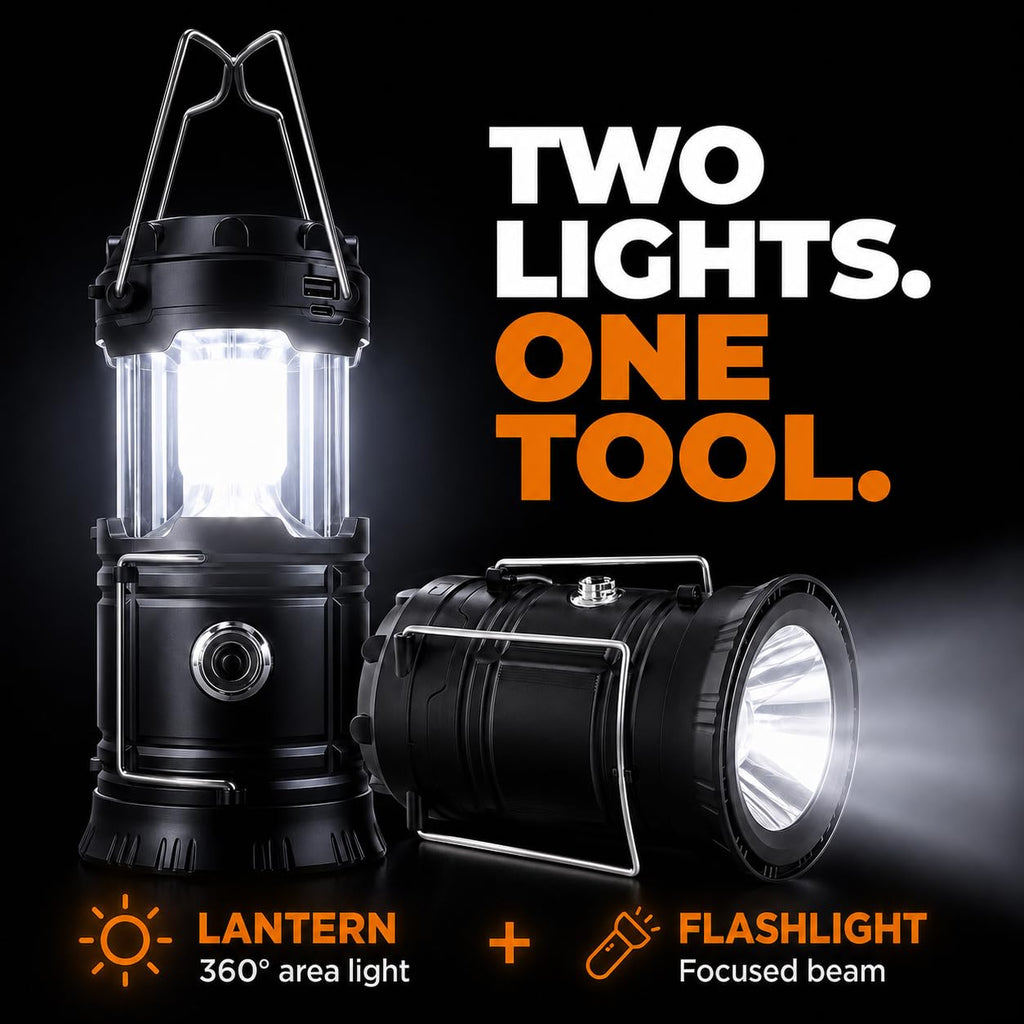 MalloMe Camping Lights LED Lantern Flashlights, Battery Operated Lamp Tent Lanterns for Power Outages, Camping Essentials Outdoor,Home,Emergency Gear, Hurricane Survival (3 AAA batteries not included)