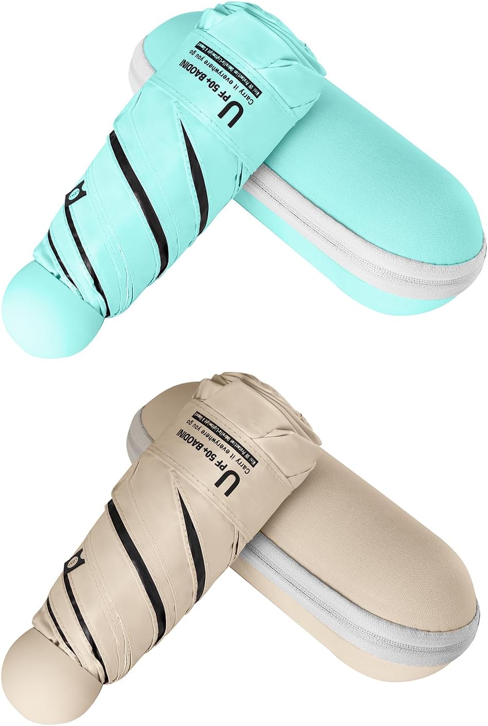 BAODINI Mini Travel Umbrella with UV Sun Protection, Compact Pocket-Size