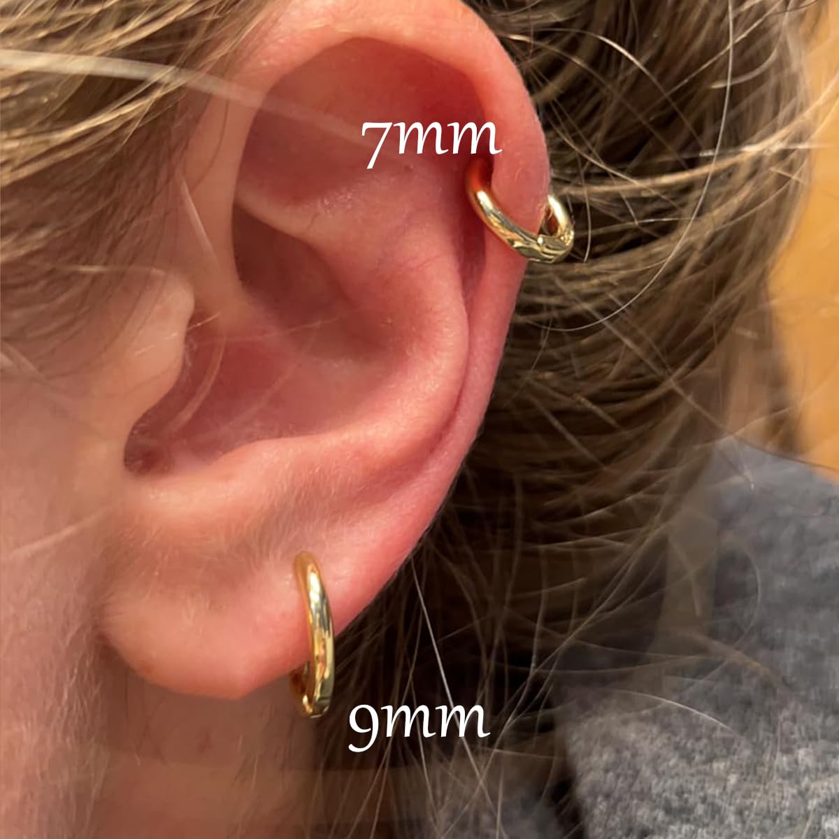 1 Pair 6mm Small Hoop Earrings for Women, Huggie Hoop Earrings (Gold/1.6mm)