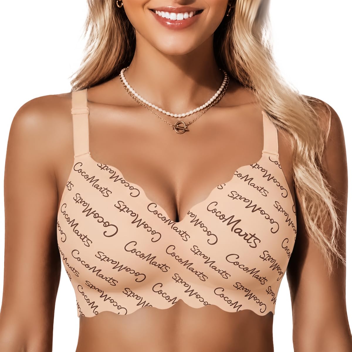 COCOMARTS Jelly Bras for Women No Underwire Scalloped Wireless Push Up Bra | Seamless Full Coverage Supportive Everyday Essentials Tshirt Bras, Soft Breathable Comfortable Bralettes