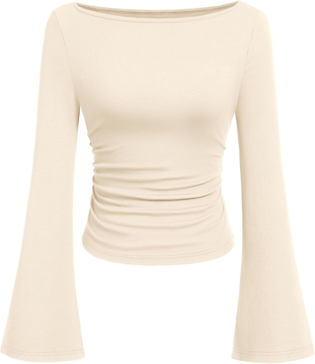 PRETTYGARDEN Womens Bell Long Sleeve Ribbed Knit Tops