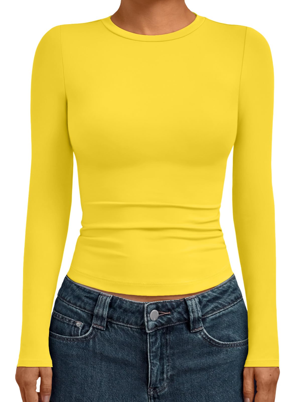 AUTOMET Womens Crew Neck Long Sleeve Shirts Compression Underscrubs Tops