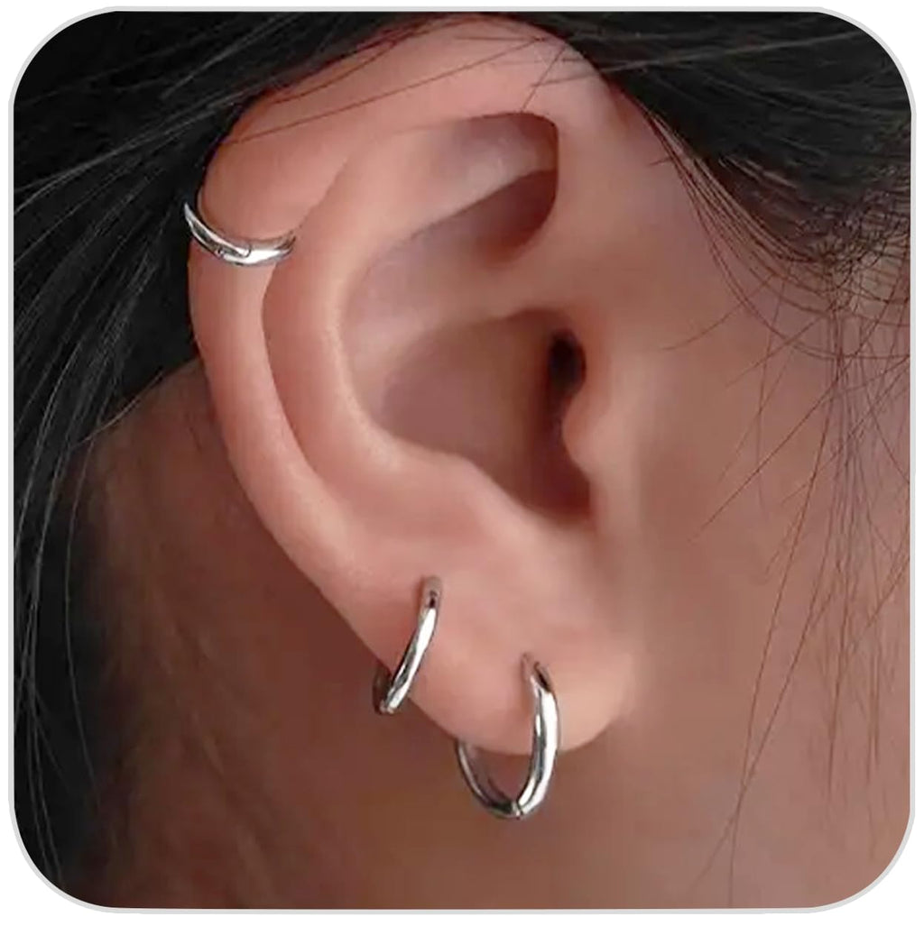 1 Pair 6mm Small Hoop Earrings for Women, Huggie Hoop Earrings (Gold/1.6mm)