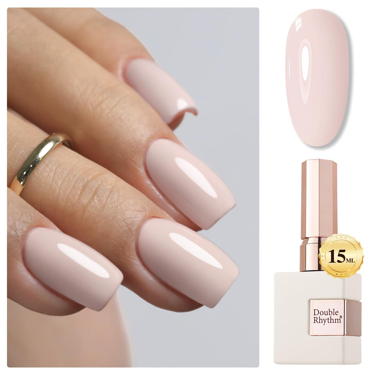 Double Rhythm 15ML Gel Nail Polish Pure Sheer Same Color Same Bottle Gel Polish Art Manicure Salon DIY at Home for Women (Milky White-A1075)