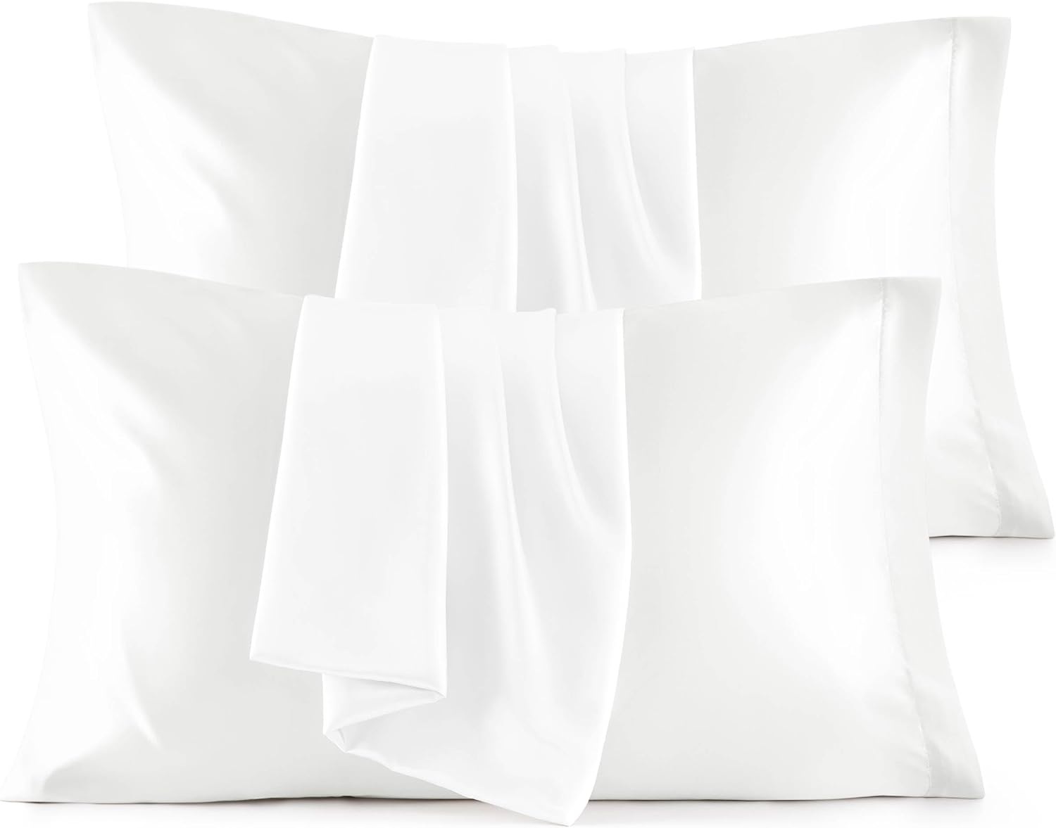 Bedsure Satin Pillowcase, Similar to Silk Pillow Cases Queen Size Set of 2, Cooling Pillow Case Covers with Envelope Closure, Room Decor Gifts for Women Men, Silver Grey, 20x30 Inches, 2pcs