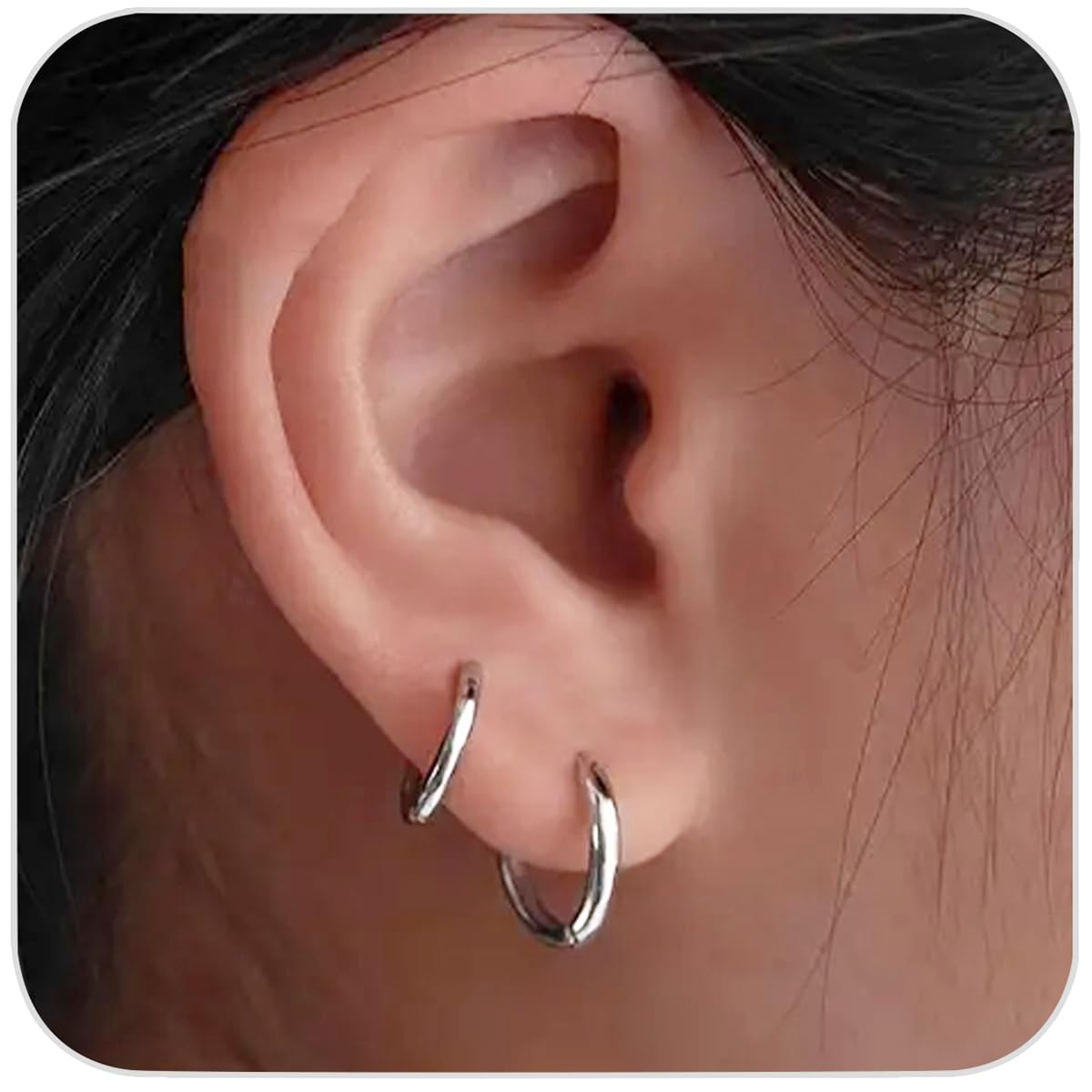 1 Pair 6mm Small Hoop Earrings for Women, Huggie Hoop Earrings (Gold/1.6mm)