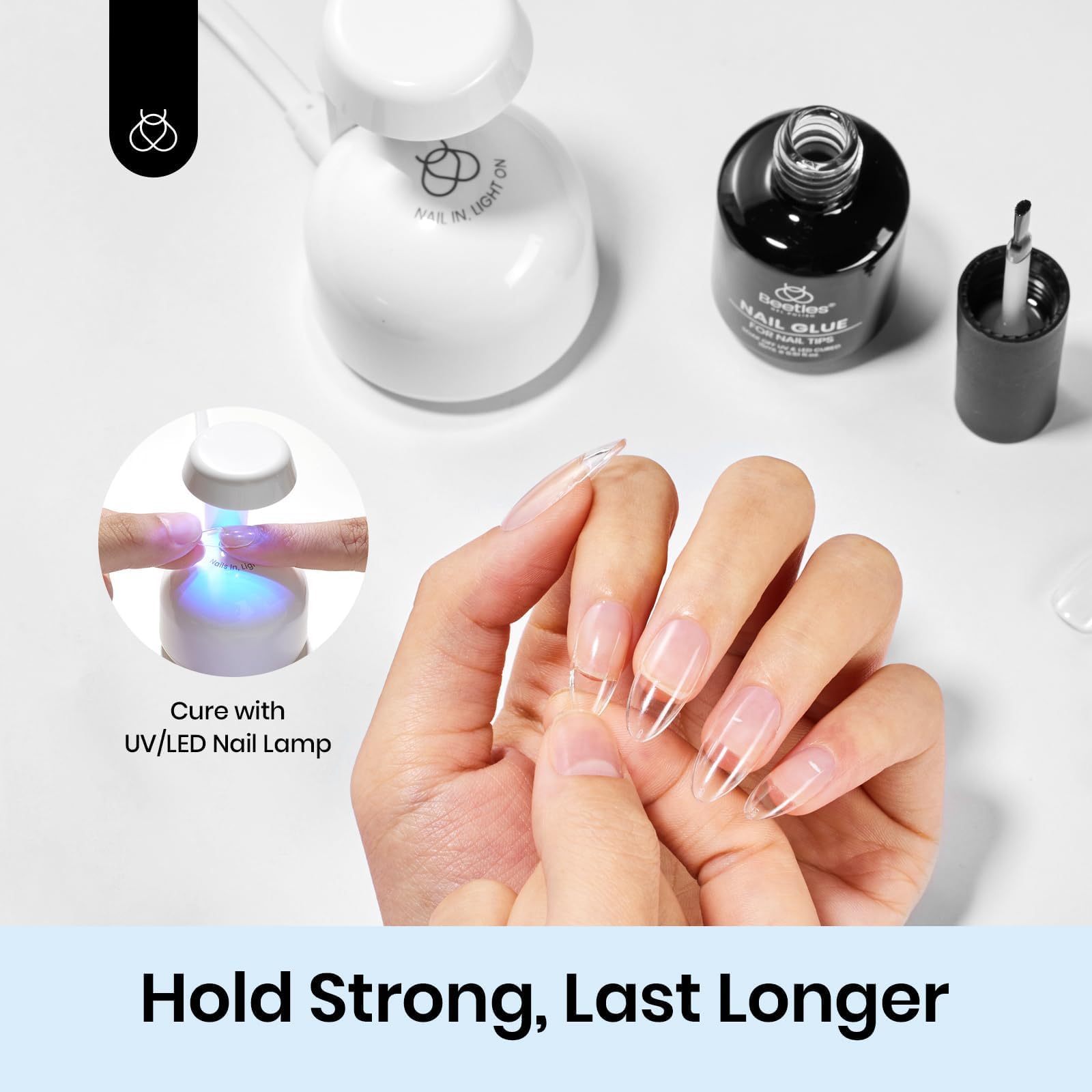 Beetles Soft Gel Nail Tips Short Almond 288pcs in 12 Sizes Etch-X | Pre-Etched Full Cover Acrylic Fake Nails, Salon Quality Nail Supplies, Easy DIY Extension Press On Nails, Gift for Women