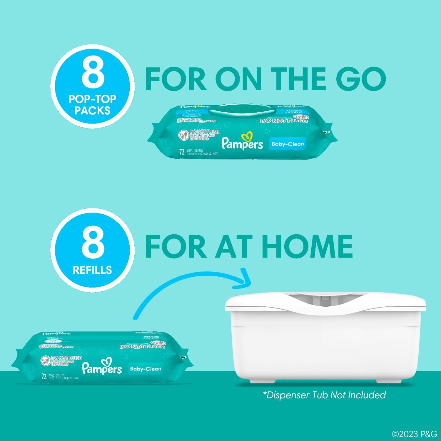 Pampers Baby Wipes, Complete Clean Baby Fresh Scented Wipe, Gently Cleans Head to Toe, 72 Total (1 Flip-Top Packs)