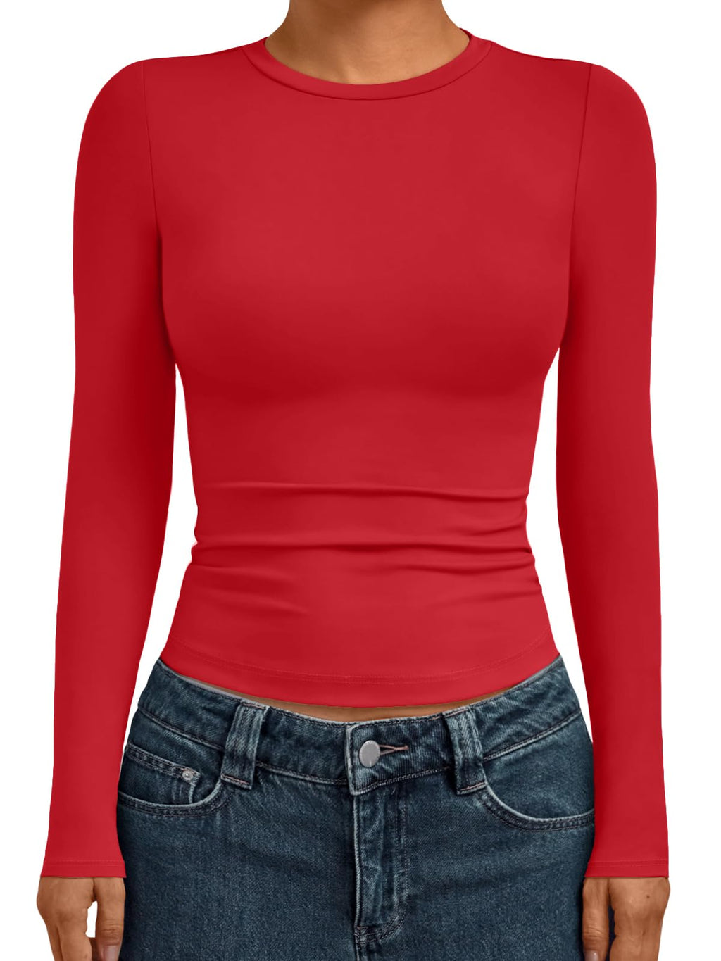 AUTOMET Womens Crew Neck Long Sleeve Shirts Compression Underscrubs Tops