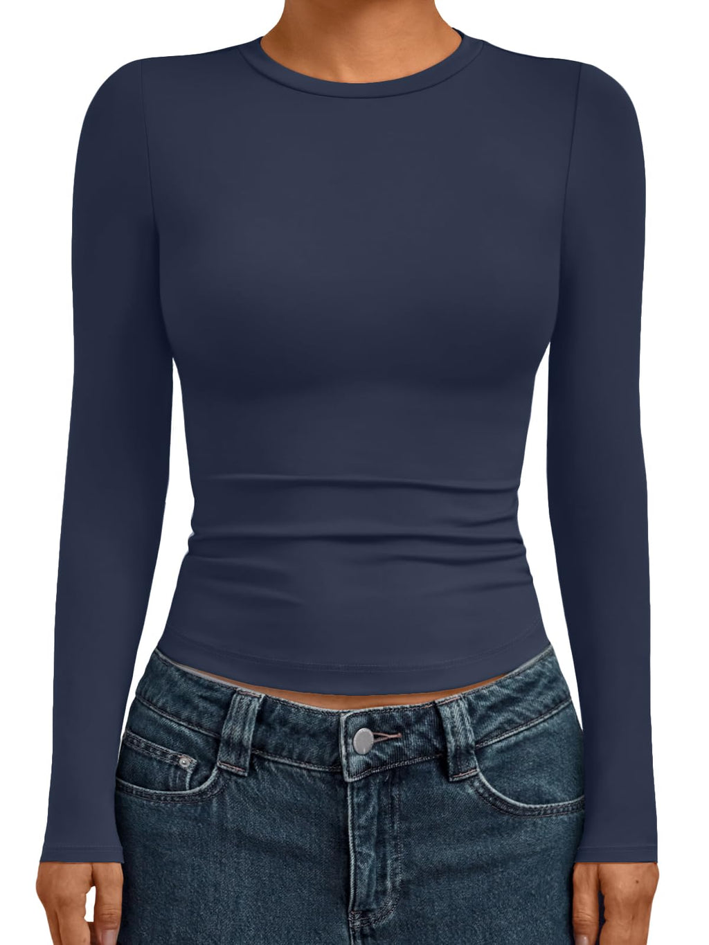 AUTOMET Womens Crew Neck Long Sleeve Shirts Compression Underscrubs Tops