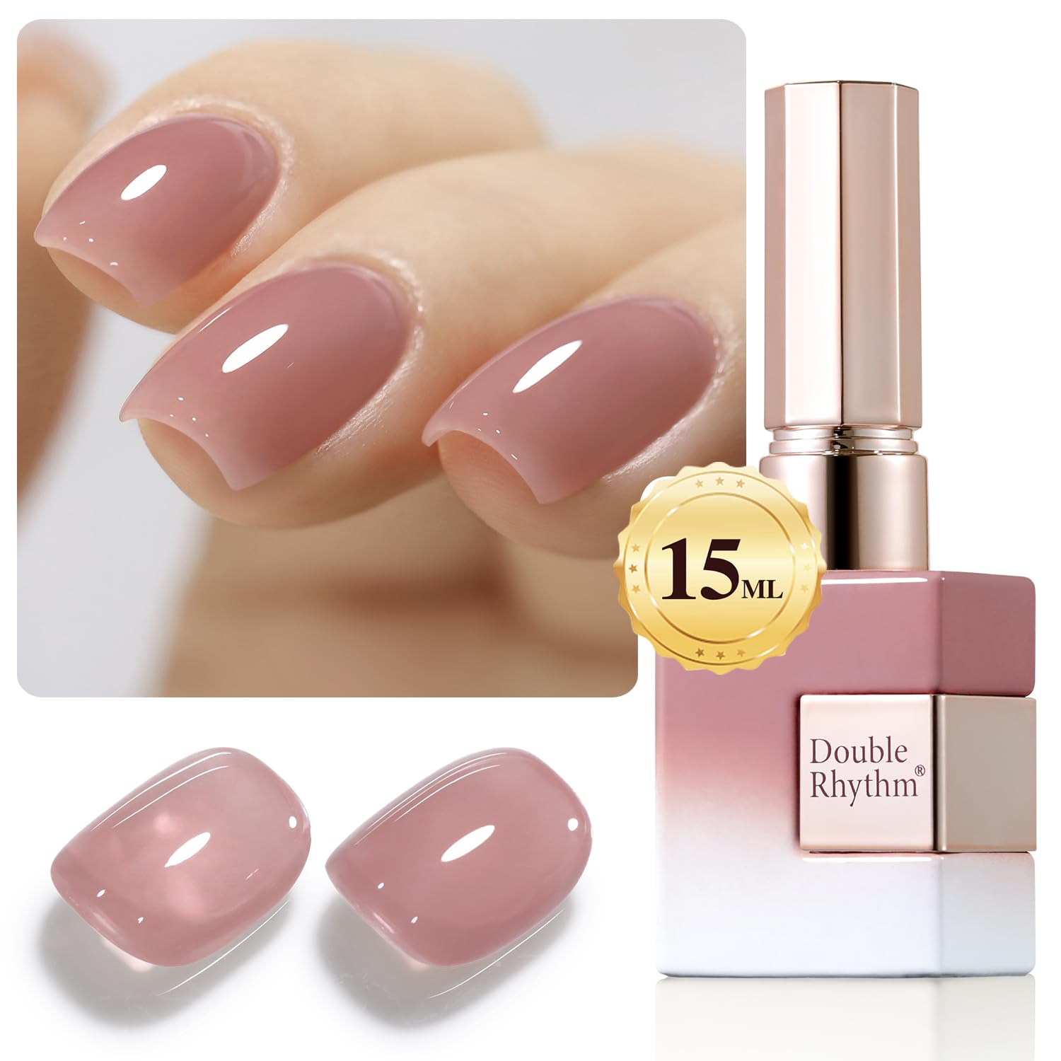 Double Rhythm 15ML Gel Nail Polish Pure Sheer Same Color Same Bottle Gel Polish Art Manicure Salon DIY at Home for Women (Milky White-A1075)