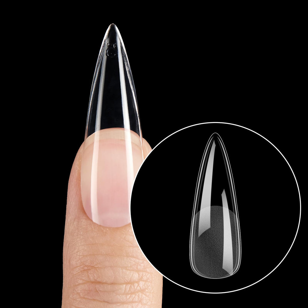 Beetles Soft Gel Nail Tips Short Almond 288pcs in 12 Sizes Etch-X | Pre-Etched Full Cover Acrylic Fake Nails, Salon Quality Nail Supplies, Easy DIY Extension Press On Nails, Gift for Women