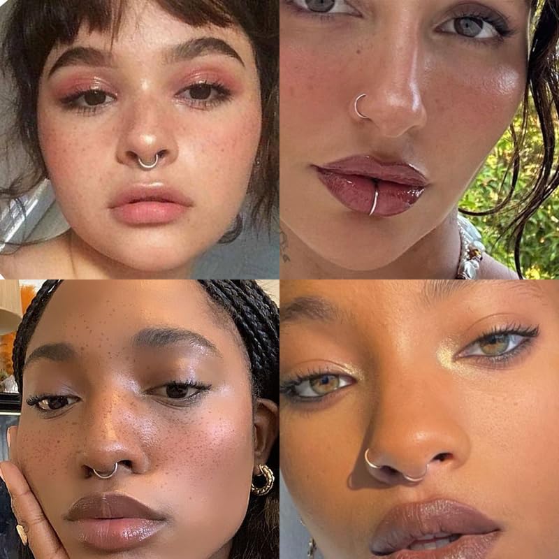 20G 18G 16G Titanium Nose Ring Hoop, Cartilage Hoop Earrings for Women Men Silver Gold Nose Ring Septum Ring Tragus Conch Helix Daith Lip Piercing Jewelry 6mm/7mm/8mm/9mm/10mm