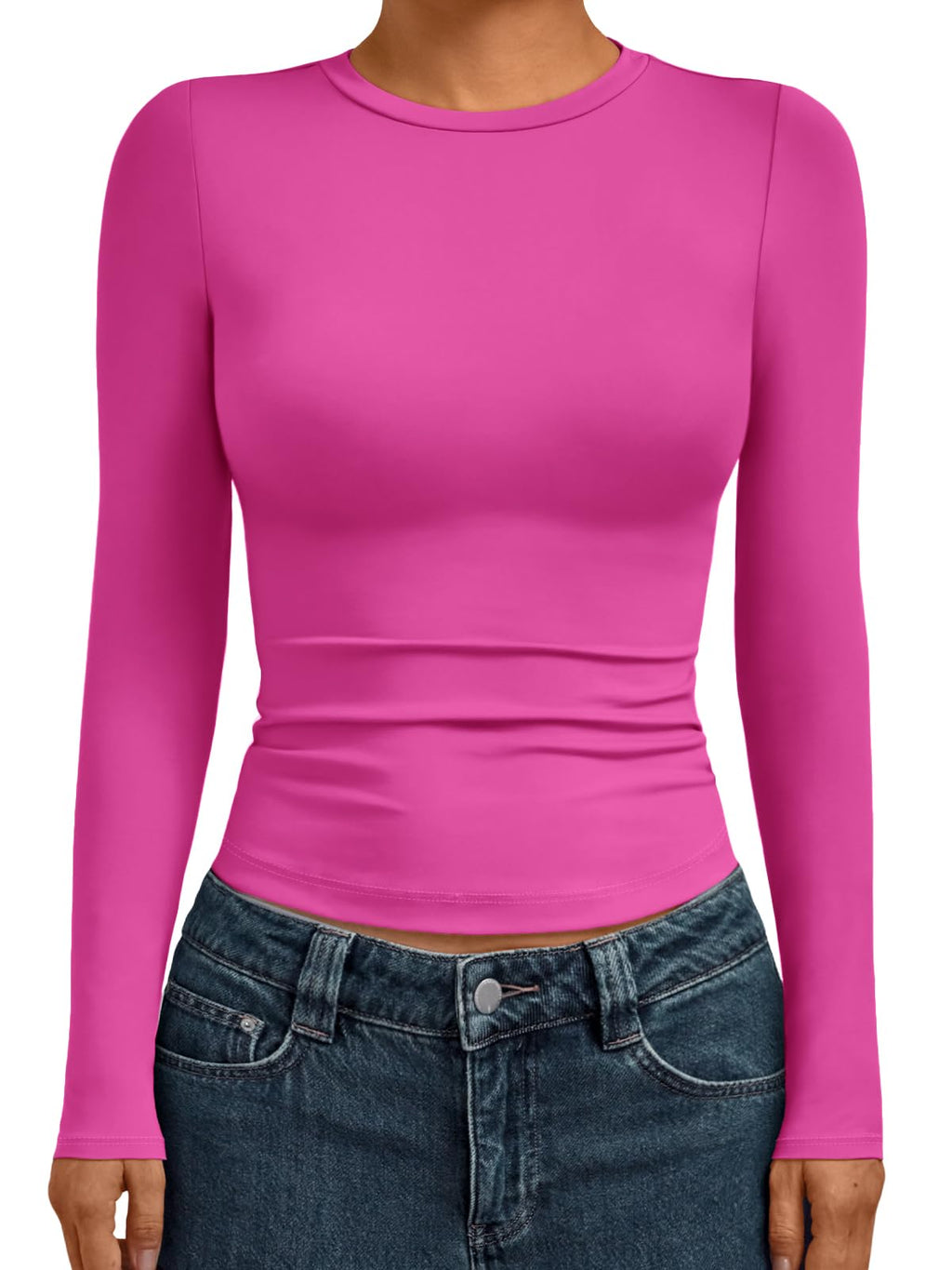 AUTOMET Womens Crew Neck Long Sleeve Shirts Compression Underscrubs Tops