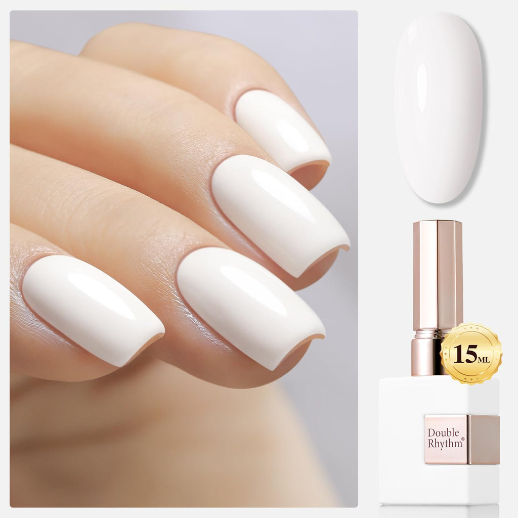 Double Rhythm 15ML Gel Nail Polish Pure Sheer Same Color Same Bottle Gel Polish Art Manicure Salon DIY at Home for Women (Milky White-A1075)