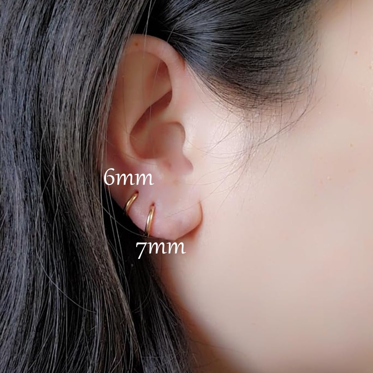 1 Pair 6mm Small Hoop Earrings for Women, Huggie Hoop Earrings (Gold/1.6mm)