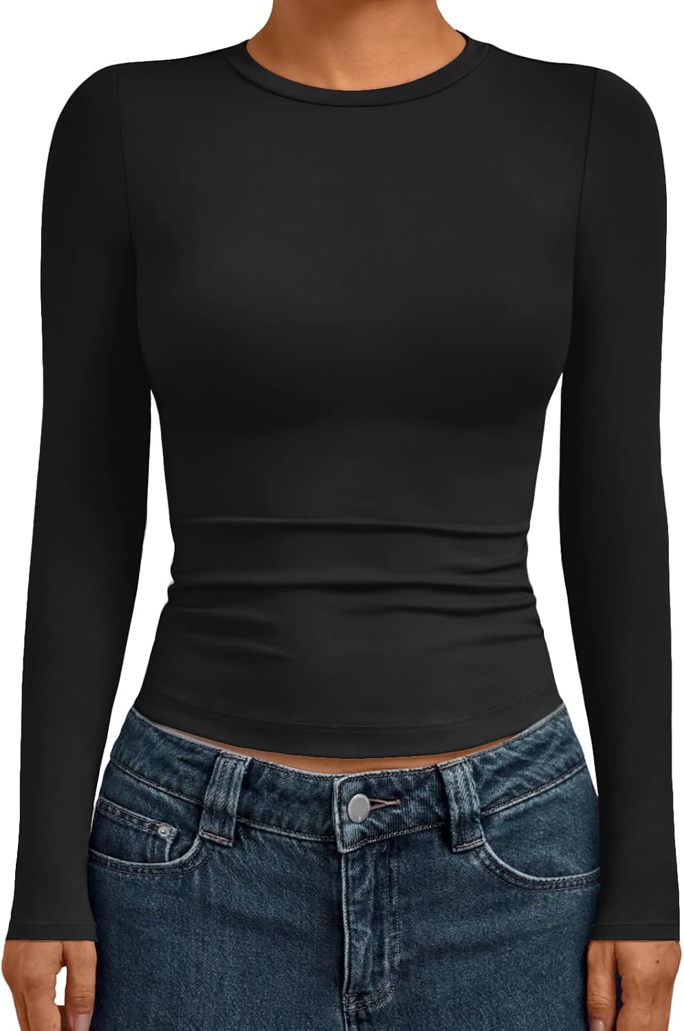 AUTOMET Womens Crew Neck Long Sleeve Shirts Compression Underscrubs Tops