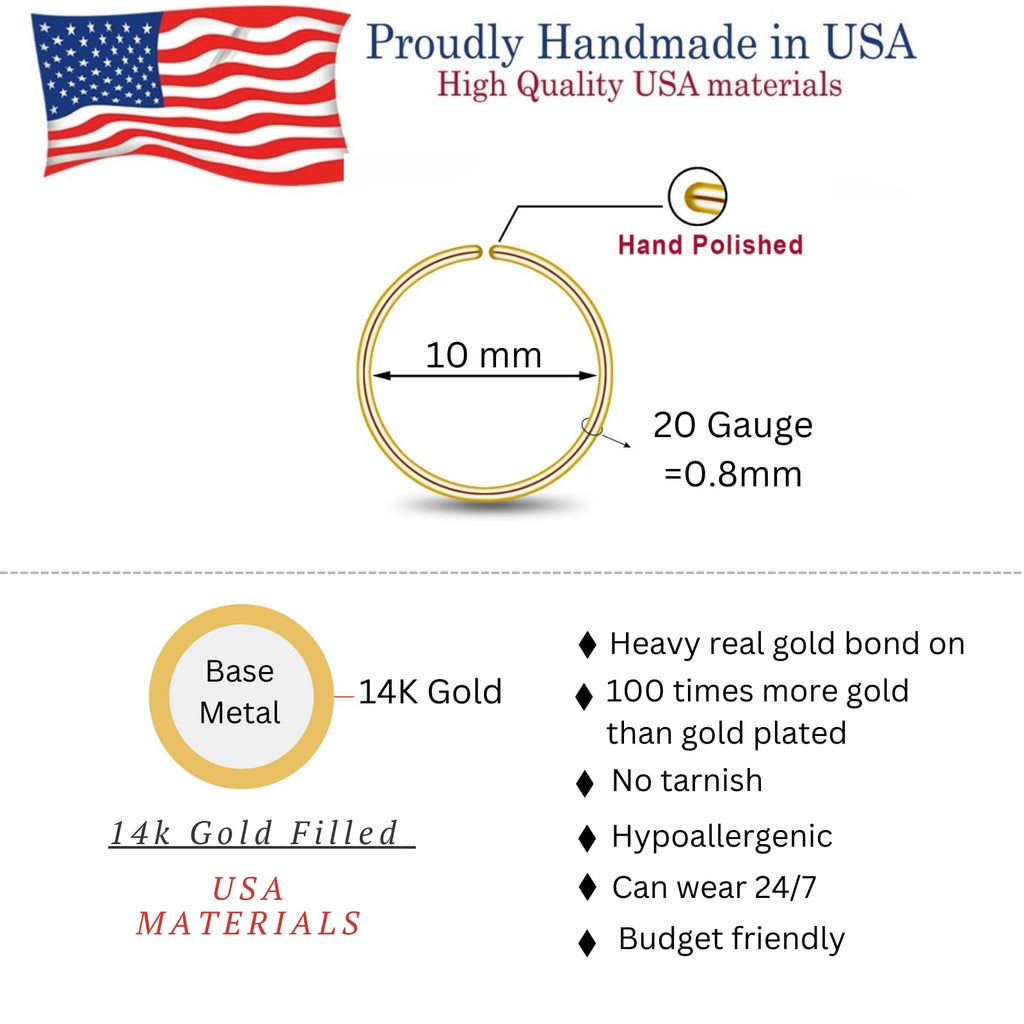LUCKYJEWUS Small Thin Gold or Sterling Silver Nose Ring Hoop for Women, Tiny Nose Piercing jewelry