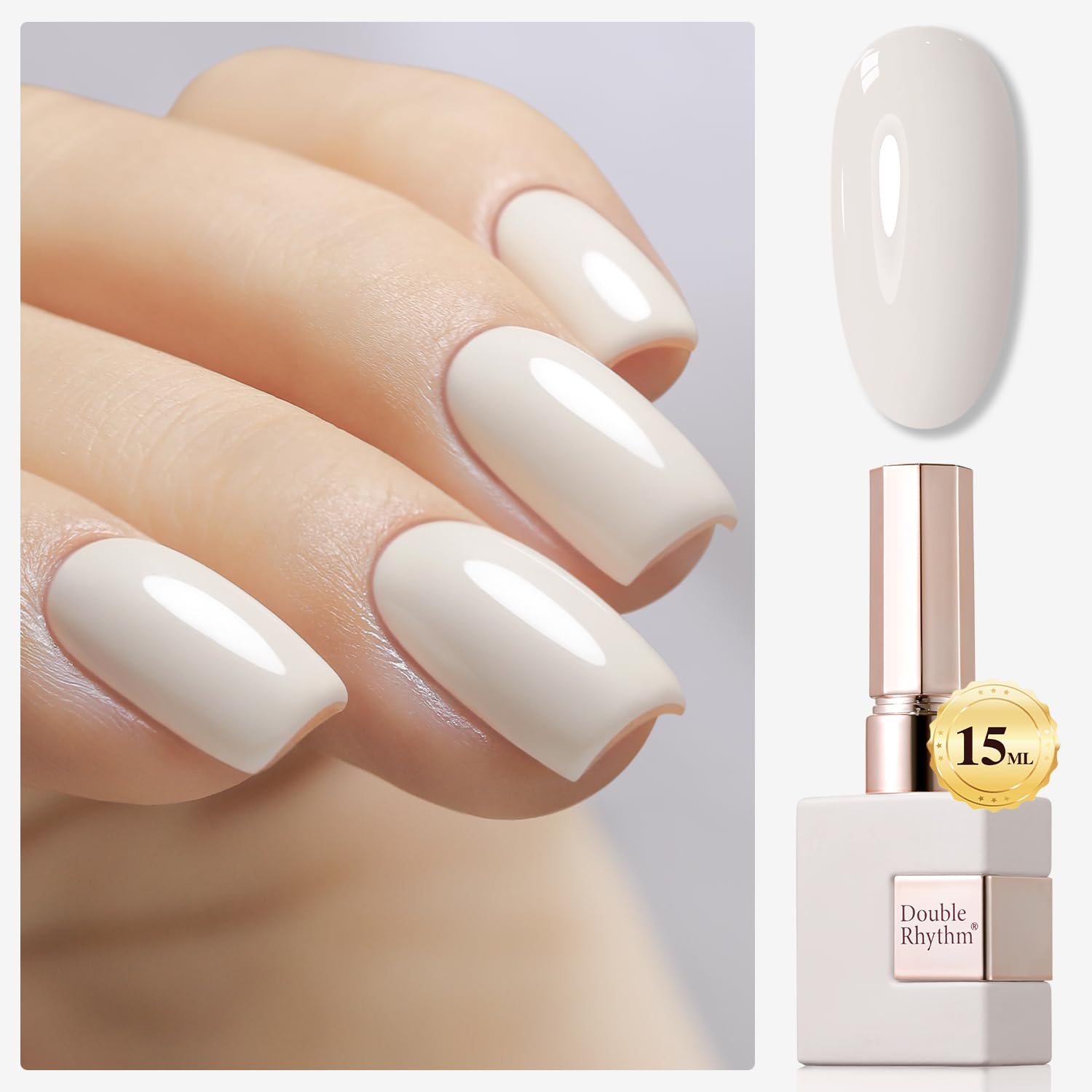 Double Rhythm 15ML Gel Nail Polish Pure Sheer Same Color Same Bottle Gel Polish Art Manicure Salon DIY at Home for Women (Milky White-A1075)
