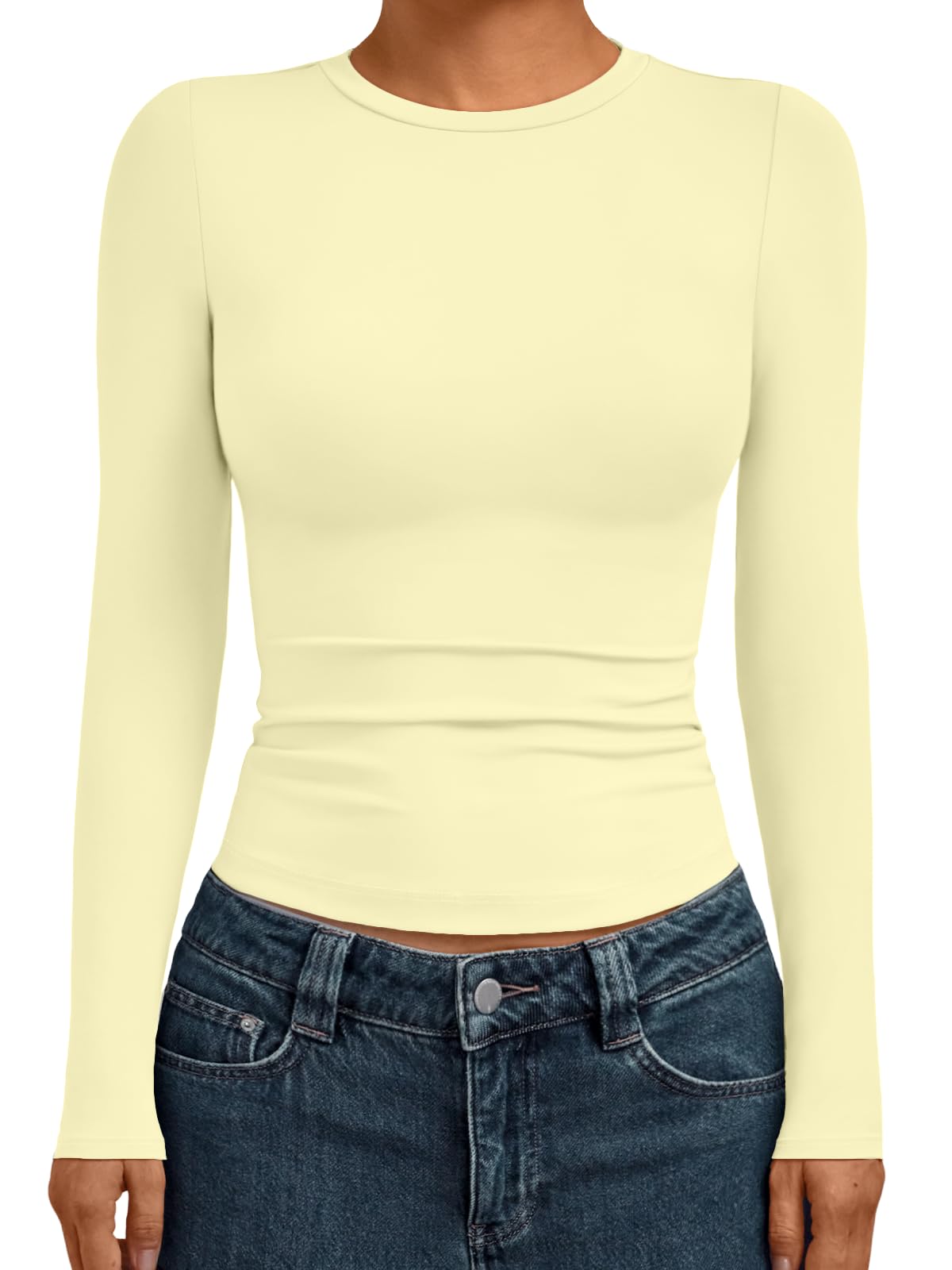 AUTOMET Womens Crew Neck Long Sleeve Shirts Compression Underscrubs Tops