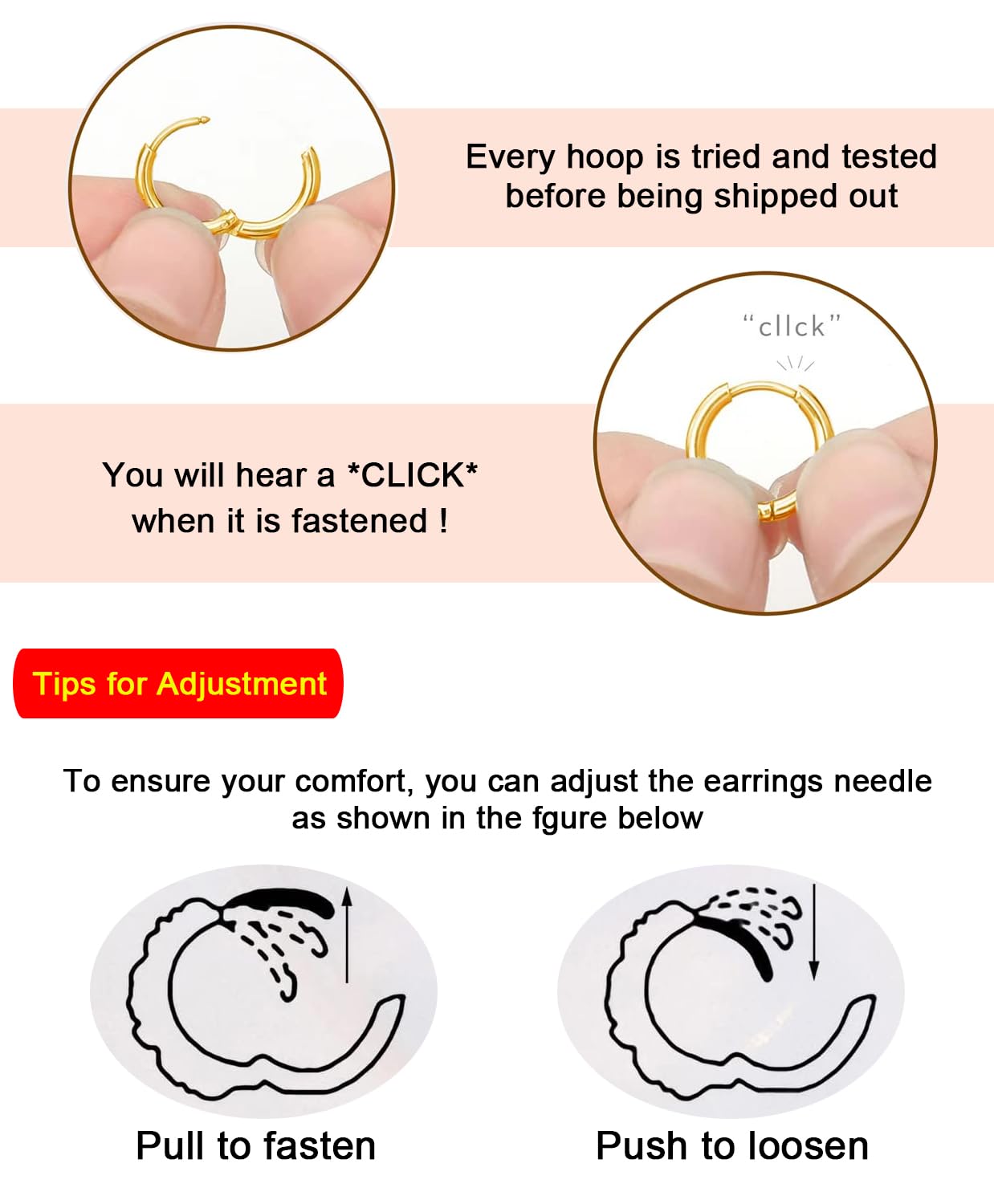 1 Pair 6mm Small Hoop Earrings for Women, Huggie Hoop Earrings (Gold/1.6mm)