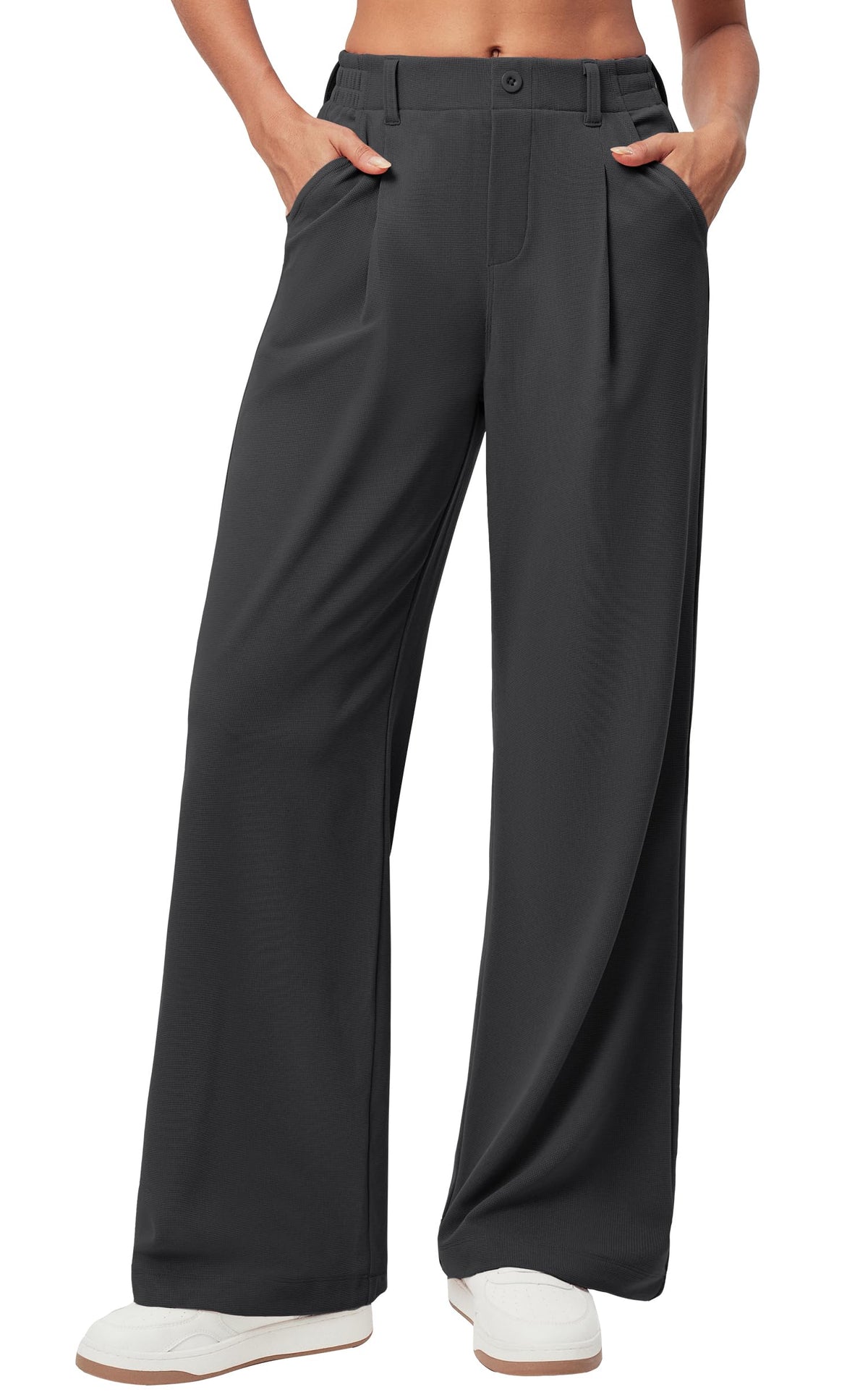 Ewedoos Wide Leg Dress Work Pants for Women Business Casual Office Outfits | Stretchy Pull on Slacks Trousers, Wrinkle-Resistant, 2 Side Pockets, Comfy for All-Day Wear, Business Casual, Travel,Teacher