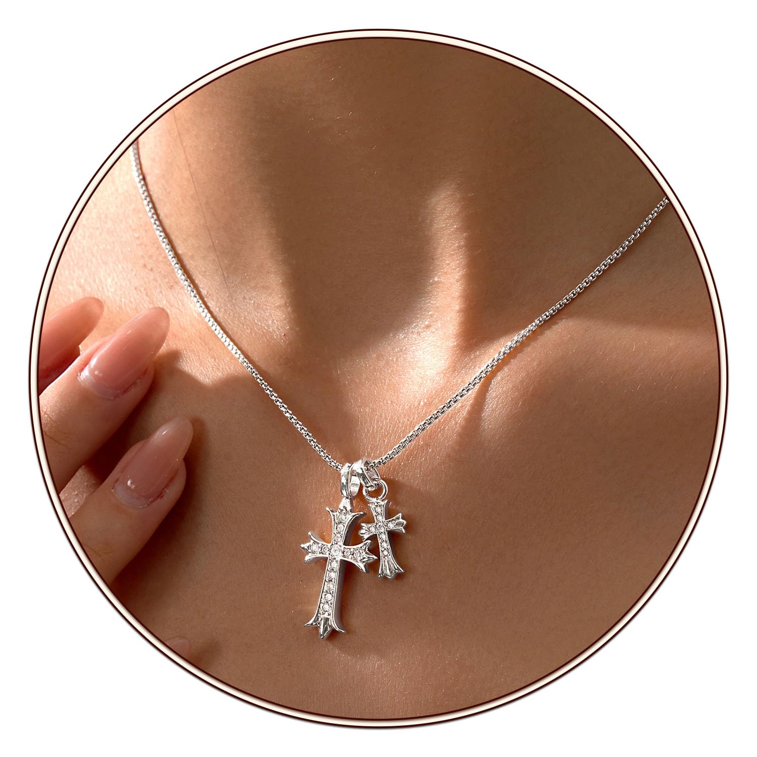 Partm Gold Cross Necklace for Women 14K Plated Dainty Pendant Cross Chain Faith Crucifix Choker Baptism Necklace for Women Trendy Religious Jewelry Hypoallergenic