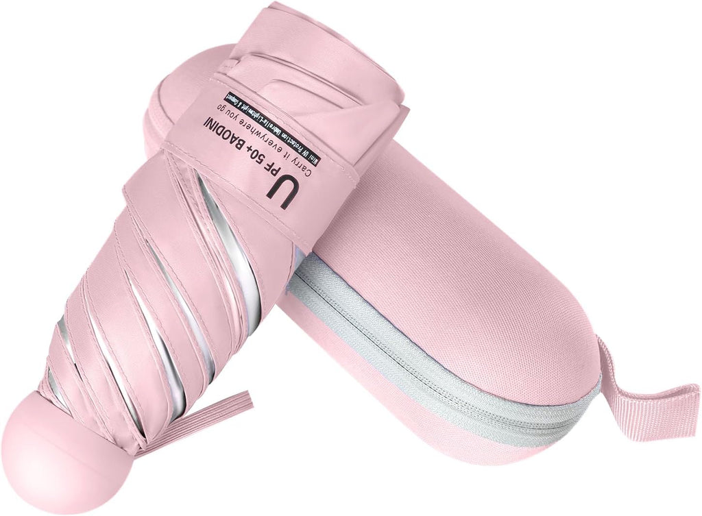 BAODINI Mini Travel Umbrella with UV Sun Protection, Compact Pocket-Size