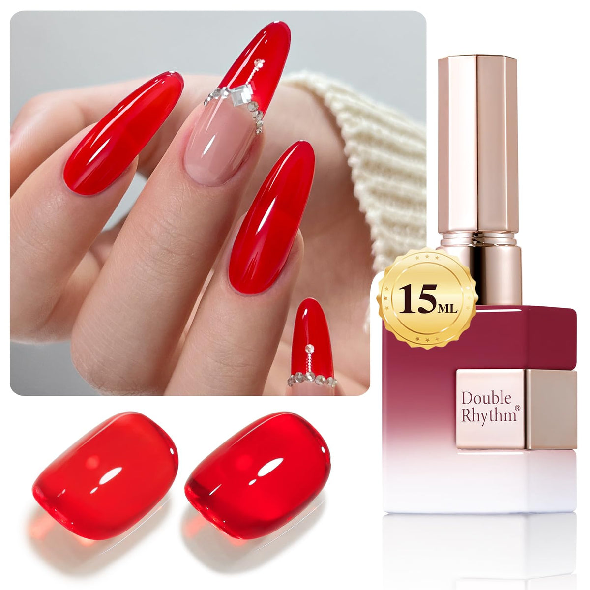 Double Rhythm 15ML Gel Nail Polish Pure Sheer Same Color Same Bottle Gel Polish Art Manicure Salon DIY at Home for Women (Milky White-A1075)