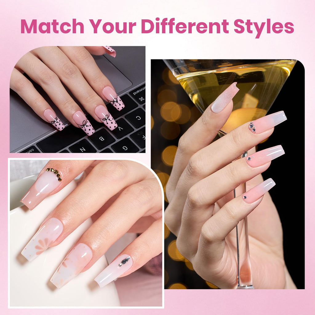 Beetles Soft Gel Nail Tips Short Almond 288pcs in 12 Sizes Etch-X | Pre-Etched Full Cover Acrylic Fake Nails, Salon Quality Nail Supplies, Easy DIY Extension Press On Nails, Gift for Women