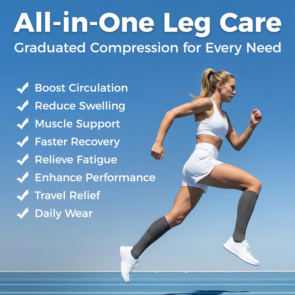 Compression Socks for Women & Men 15-20 mmHg, Knee High, 3 Pairs | Graduated Compression, Supports Circulation, Ideal for Nurses, Pregnancy, Travel, Flights, Running & Athletic Edema
