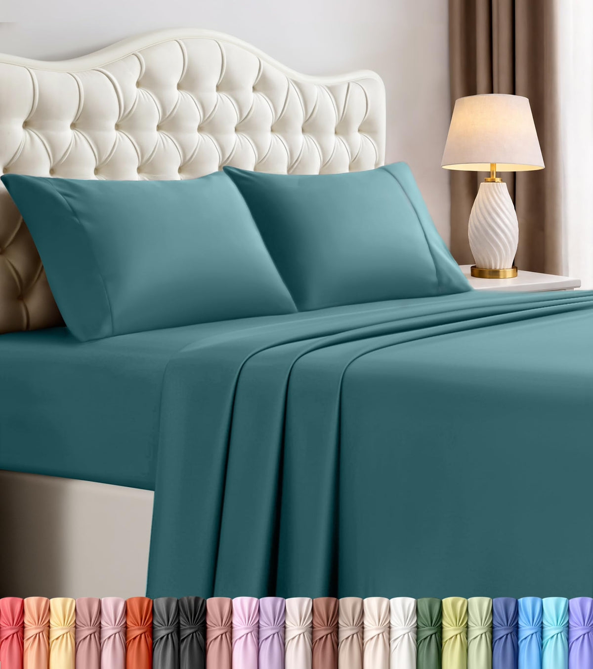 Queen Sheets Set, 4 Pieces 16" Deep Pocket Hotel Luxury Bed Sheets, Grey | Extra Soft Bedsheet Set, Comfy & Breathable Cooling Sheets, Wrinkle & Fade Resistant, Fitted Sheet, Flat Sheet, 2 Pillowcases
