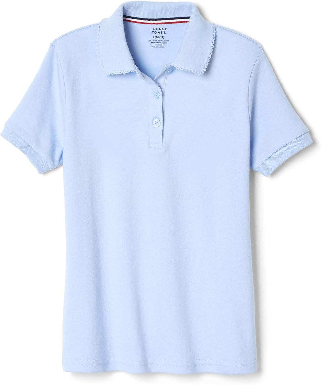 French Toast Girls' Short Sleeve Picot Collar Polo School Uniform Shirt (Standard and Plus)