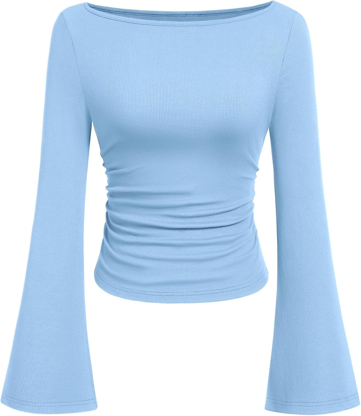 PRETTYGARDEN Womens Bell Long Sleeve Ribbed Knit Tops