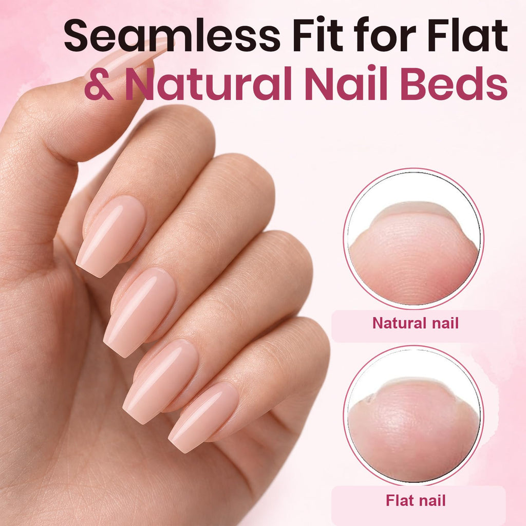 Beetles Soft Gel Nail Tips Short Almond 288pcs in 12 Sizes Etch-X | Pre-Etched Full Cover Acrylic Fake Nails, Salon Quality Nail Supplies, Easy DIY Extension Press On Nails, Gift for Women