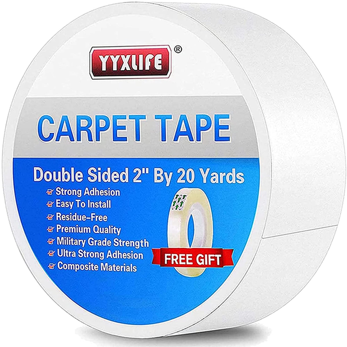 YYXLIFE Double Sided Carpet Tape for Area Rugs & Hardwood Floors, 2" x10YD