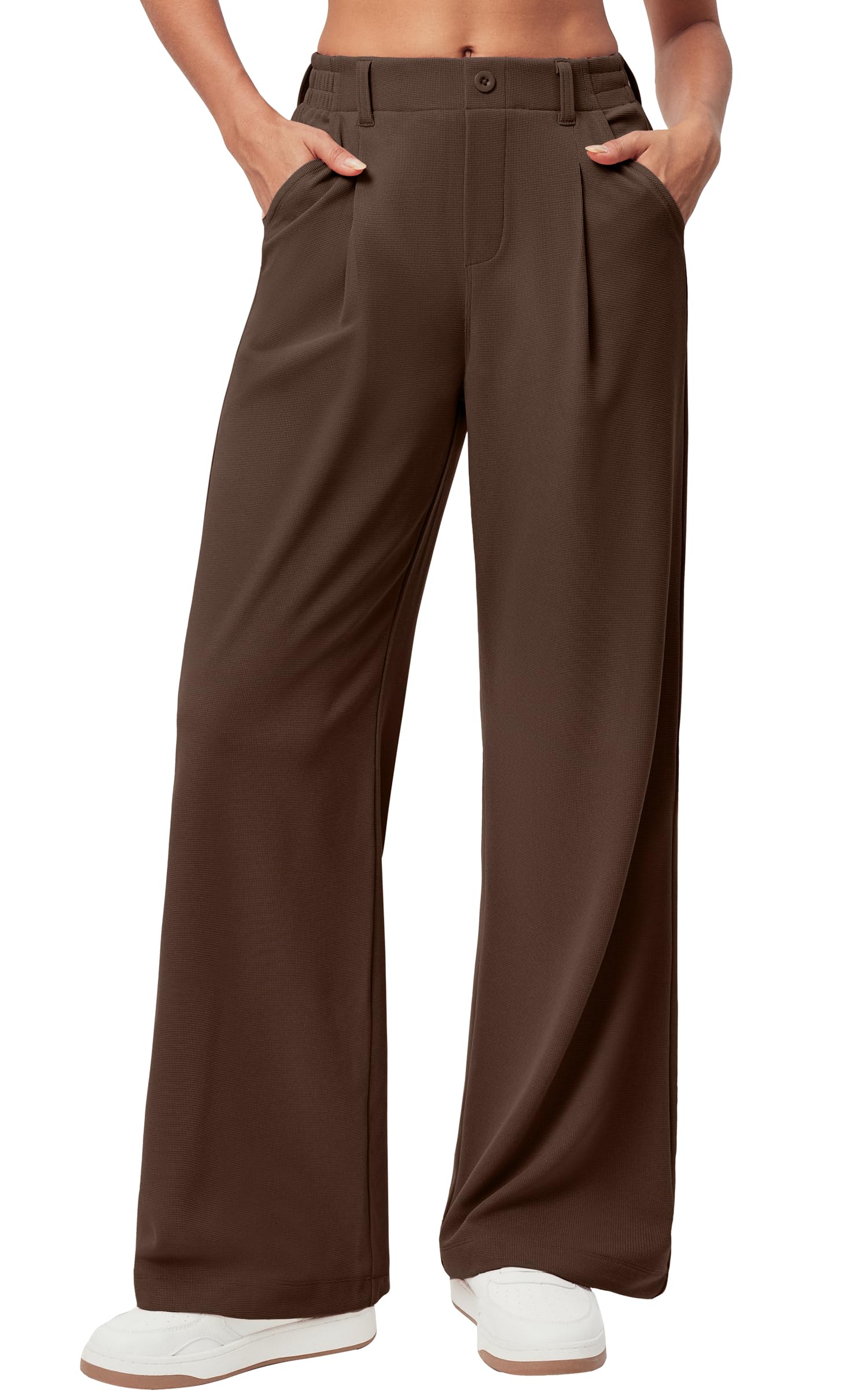 Ewedoos Wide Leg Dress Work Pants for Women Business Casual Office Outfits | Stretchy Pull on Slacks Trousers, Wrinkle-Resistant, 2 Side Pockets, Comfy for All-Day Wear, Business Casual, Travel,Teacher