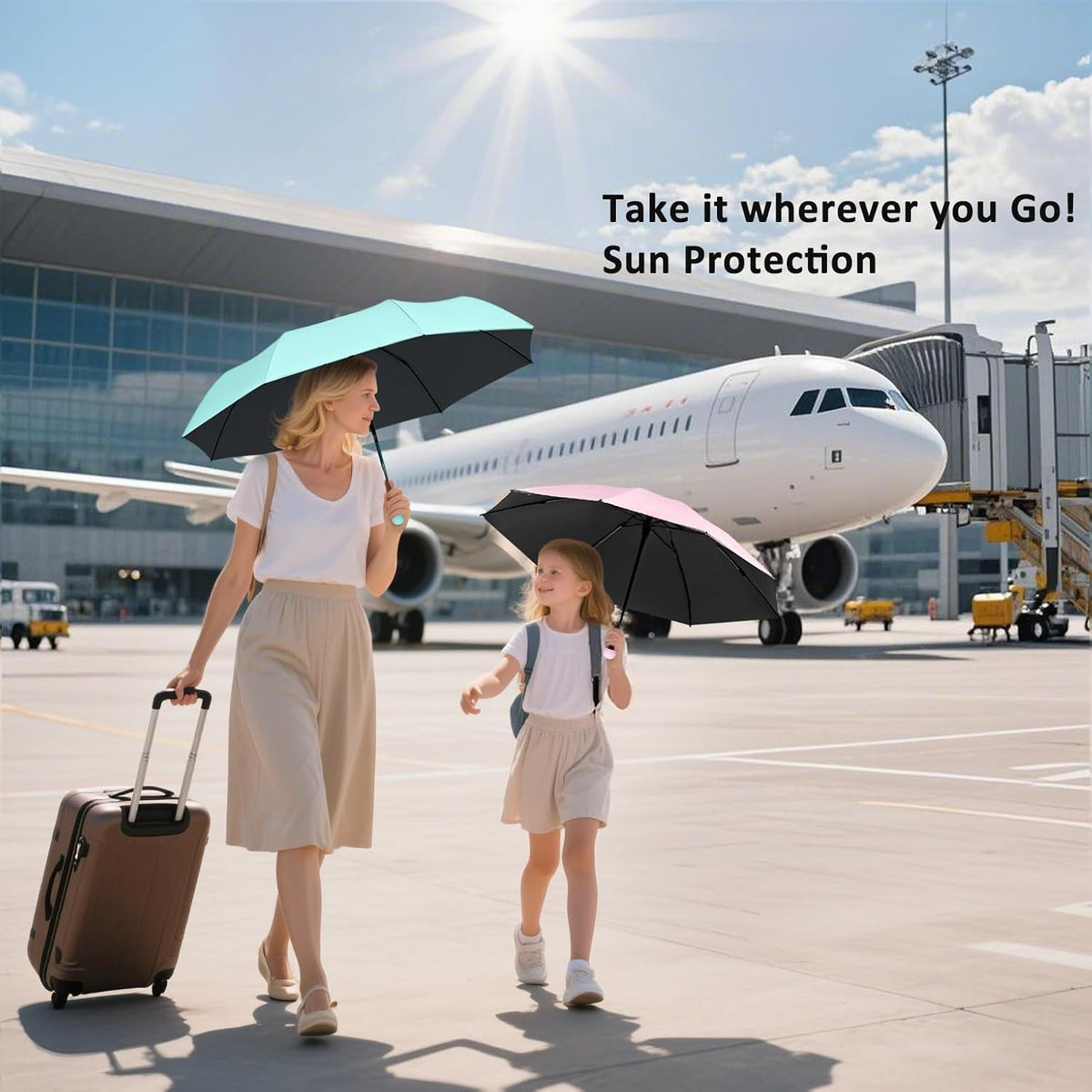 BAODINI Mini Travel Umbrella with UV Sun Protection, Compact Pocket-Size