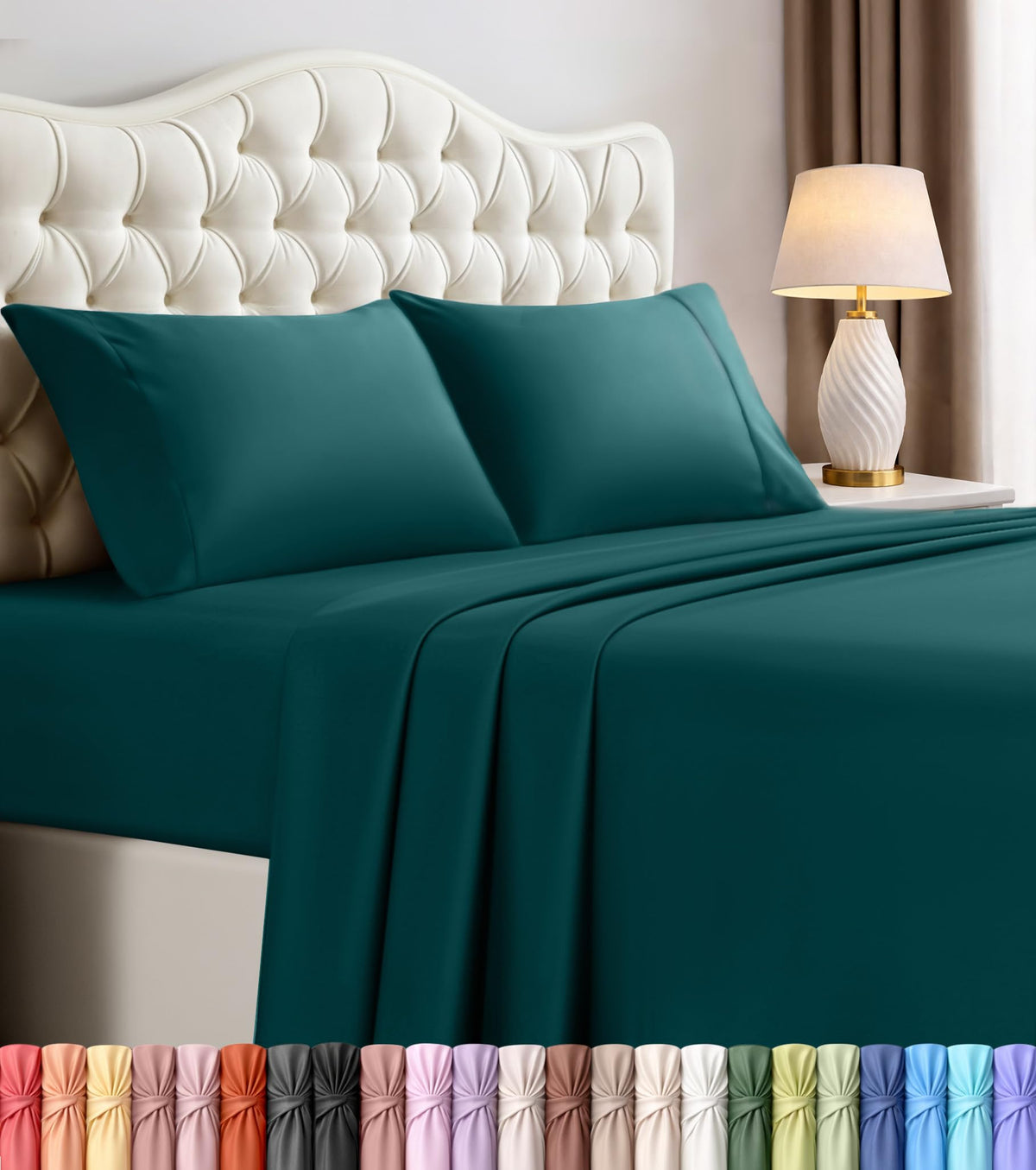 Queen Sheets Set, 4 Pieces 16" Deep Pocket Hotel Luxury Bed Sheets, Grey | Extra Soft Bedsheet Set, Comfy & Breathable Cooling Sheets, Wrinkle & Fade Resistant, Fitted Sheet, Flat Sheet, 2 Pillowcases