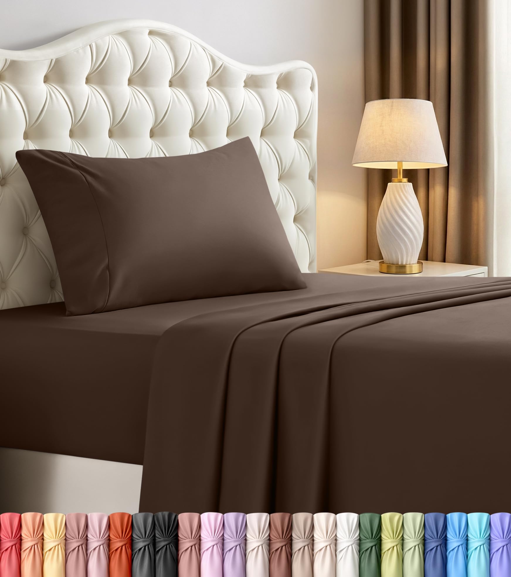 Queen Sheets Set, 4 Pieces 16" Deep Pocket Hotel Luxury Bed Sheets, Grey | Extra Soft Bedsheet Set, Comfy & Breathable Cooling Sheets, Wrinkle & Fade Resistant, Fitted Sheet, Flat Sheet, 2 Pillowcases