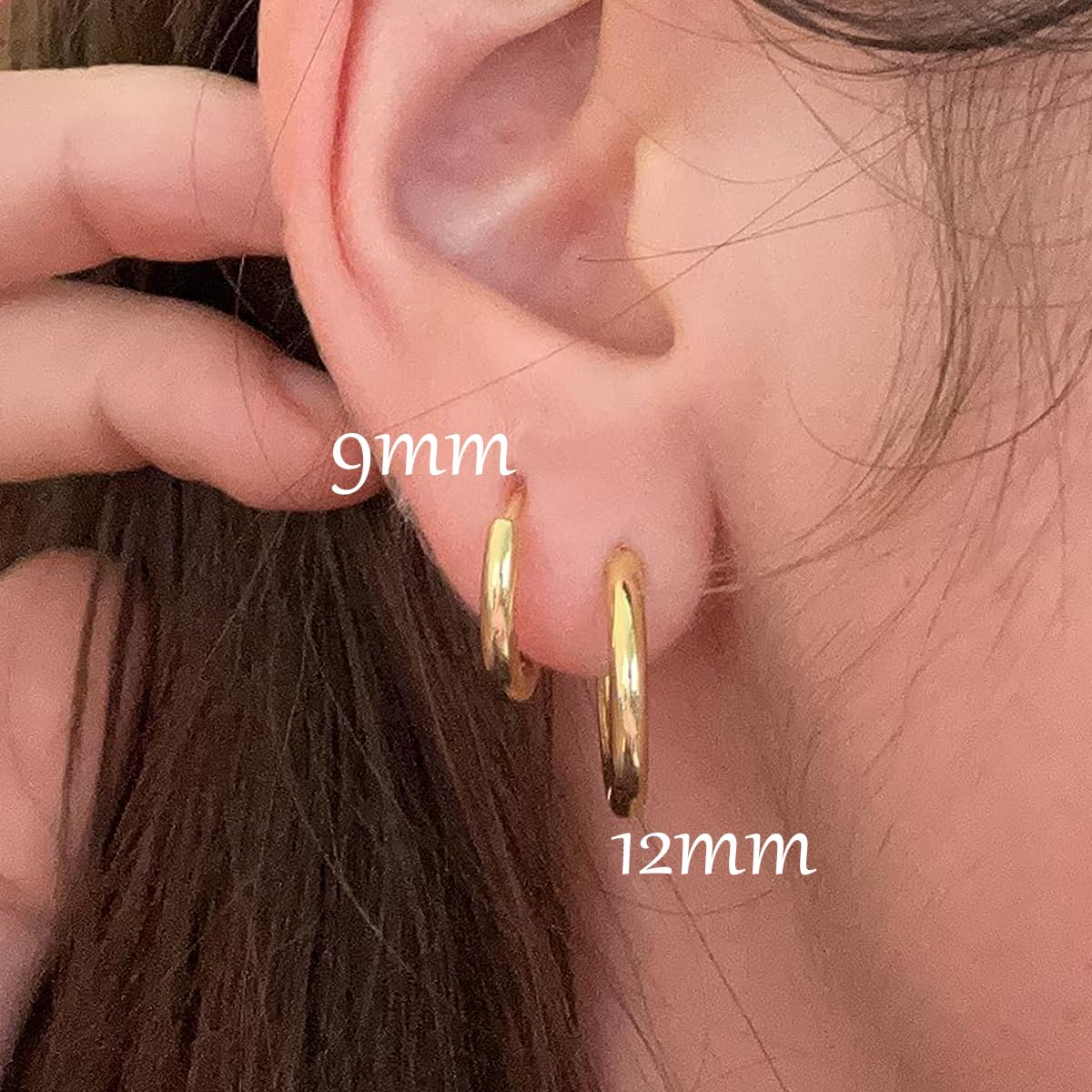 1 Pair 6mm Small Hoop Earrings for Women, Huggie Hoop Earrings (Gold/1.6mm)