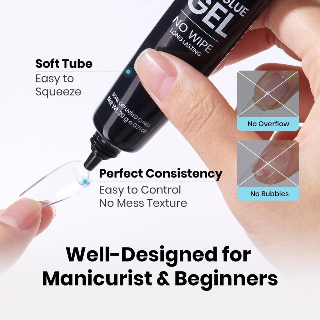 Beetles Soft Gel Nail Tips Short Almond 288pcs in 12 Sizes Etch-X | Pre-Etched Full Cover Acrylic Fake Nails, Salon Quality Nail Supplies, Easy DIY Extension Press On Nails, Gift for Women