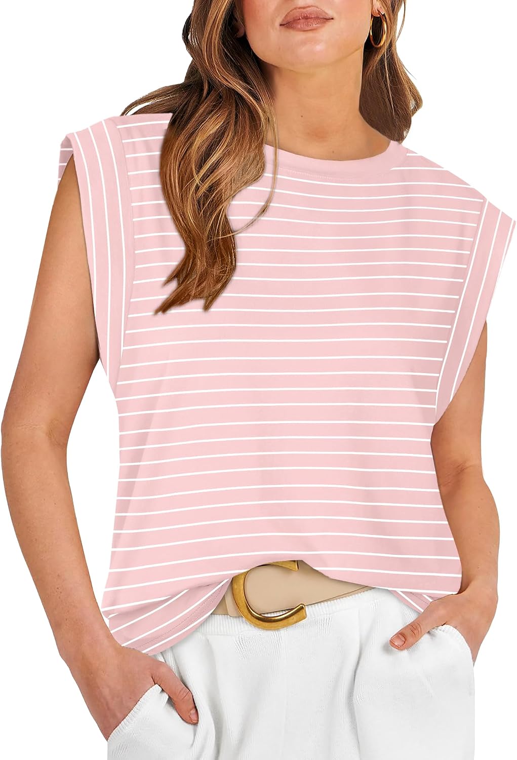 WIHOLL Cap Sleeve Tops for Women Summer Top Basic Tee Shirts Business Casual Tank Loose Fit 2026 Fashion