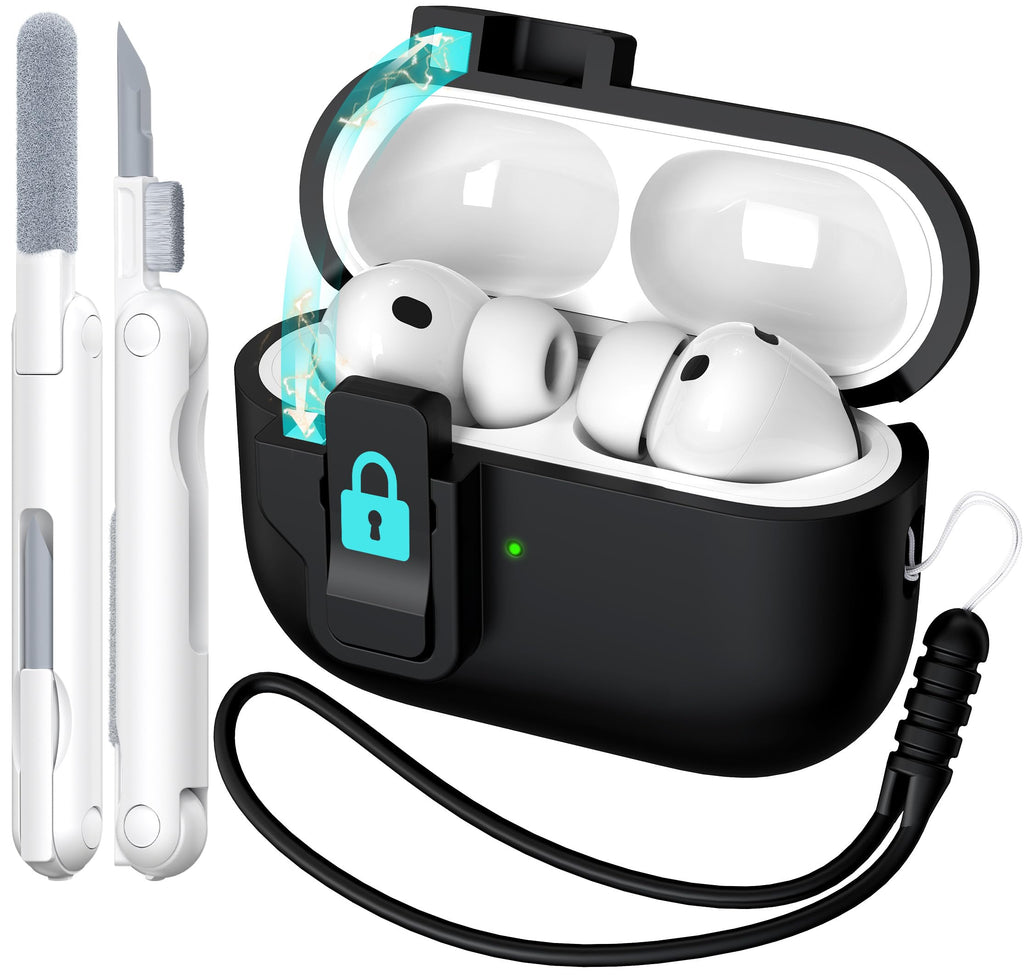 R-fun Silicone Case for AirPods 4 and AirPods 5, Black
