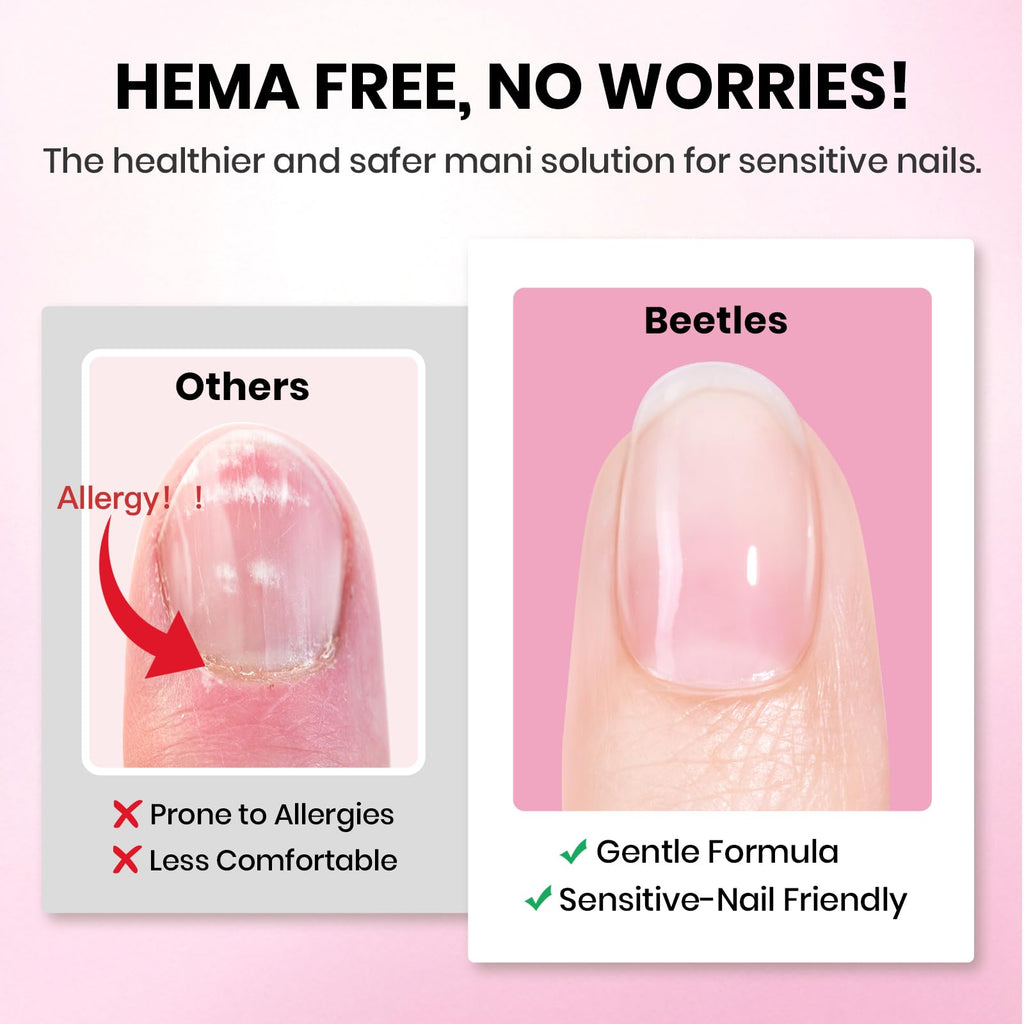 Beetles Soft Gel Nail Tips Short Almond 288pcs in 12 Sizes Etch-X | Pre-Etched Full Cover Acrylic Fake Nails, Salon Quality Nail Supplies, Easy DIY Extension Press On Nails, Gift for Women