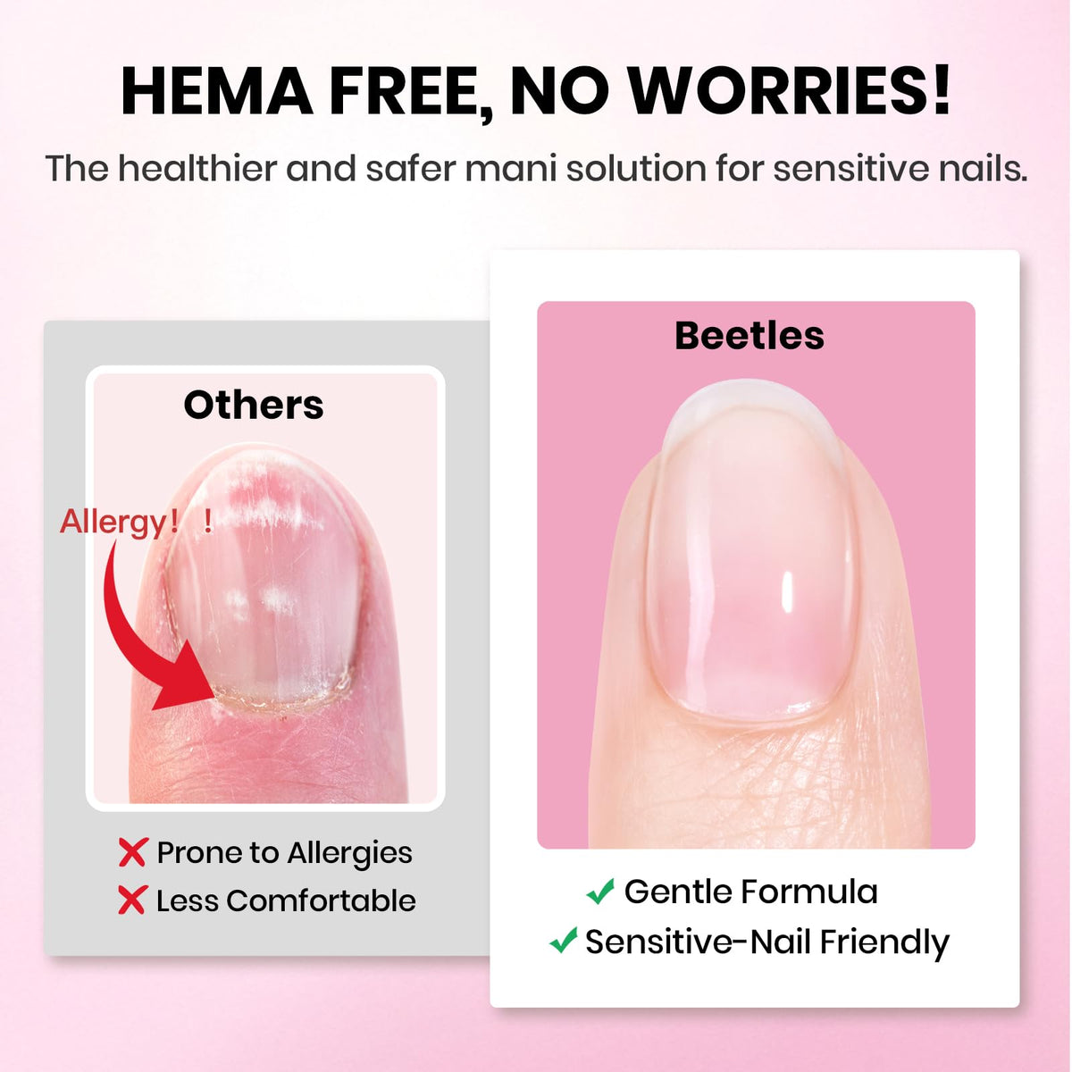 Beetles Soft Gel Nail Tips Short Almond 288pcs in 12 Sizes Etch-X | Pre-Etched Full Cover Acrylic Fake Nails, Salon Quality Nail Supplies, Easy DIY Extension Press On Nails, Gift for Women