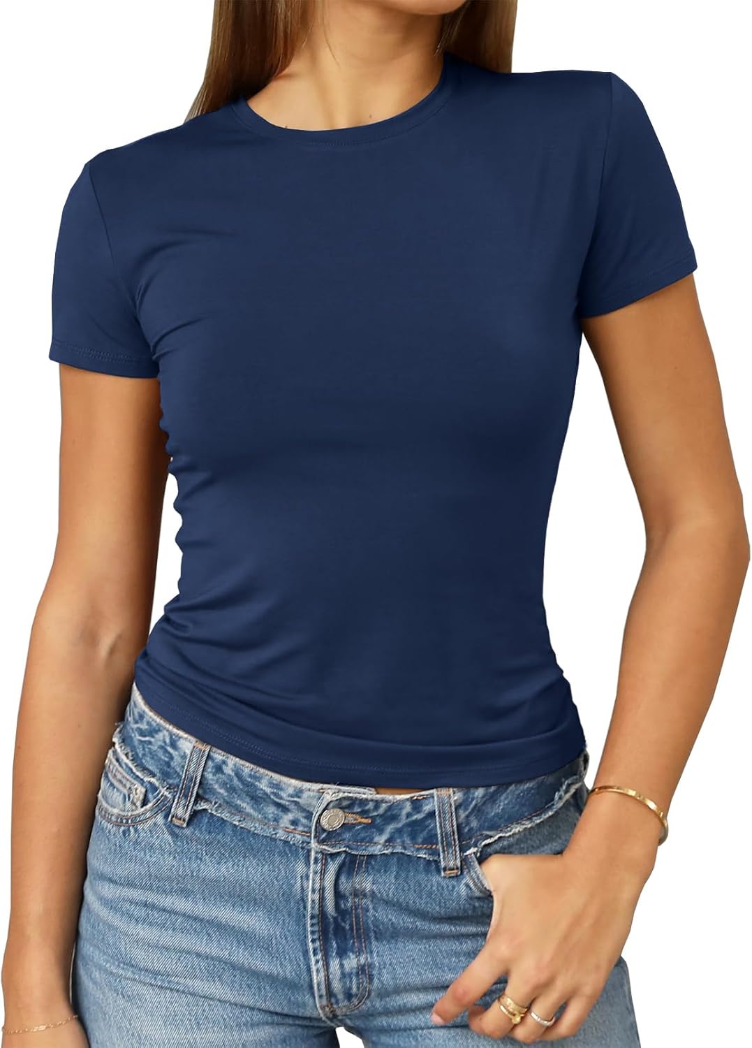 Abardsion Women's Casual Basic Slim Fit T Shirts